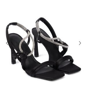 Jonathan Simkhai Cassie Sandals Womens Size 7.5 Black Rhinestone Strappy Heels